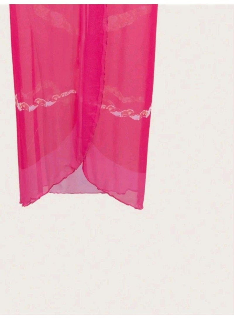 شي إن SHEIN-Swim Printed Strap Beachwear Set, Including One-Piece Swimsuit And Cover Up Skirt - Image 5